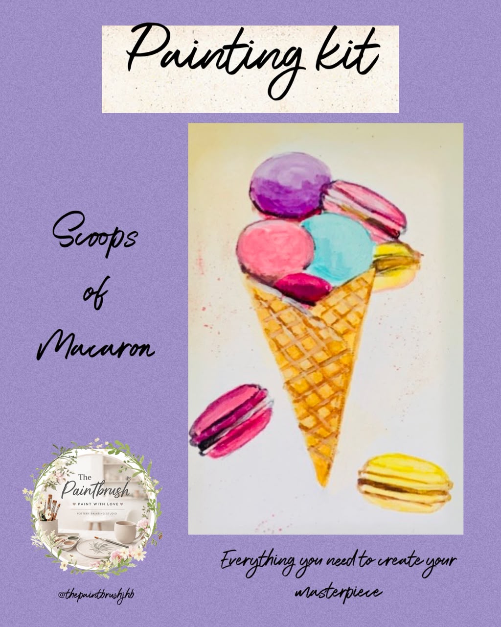 Scoops of Macaron painting kit — ice cream cone with macarons