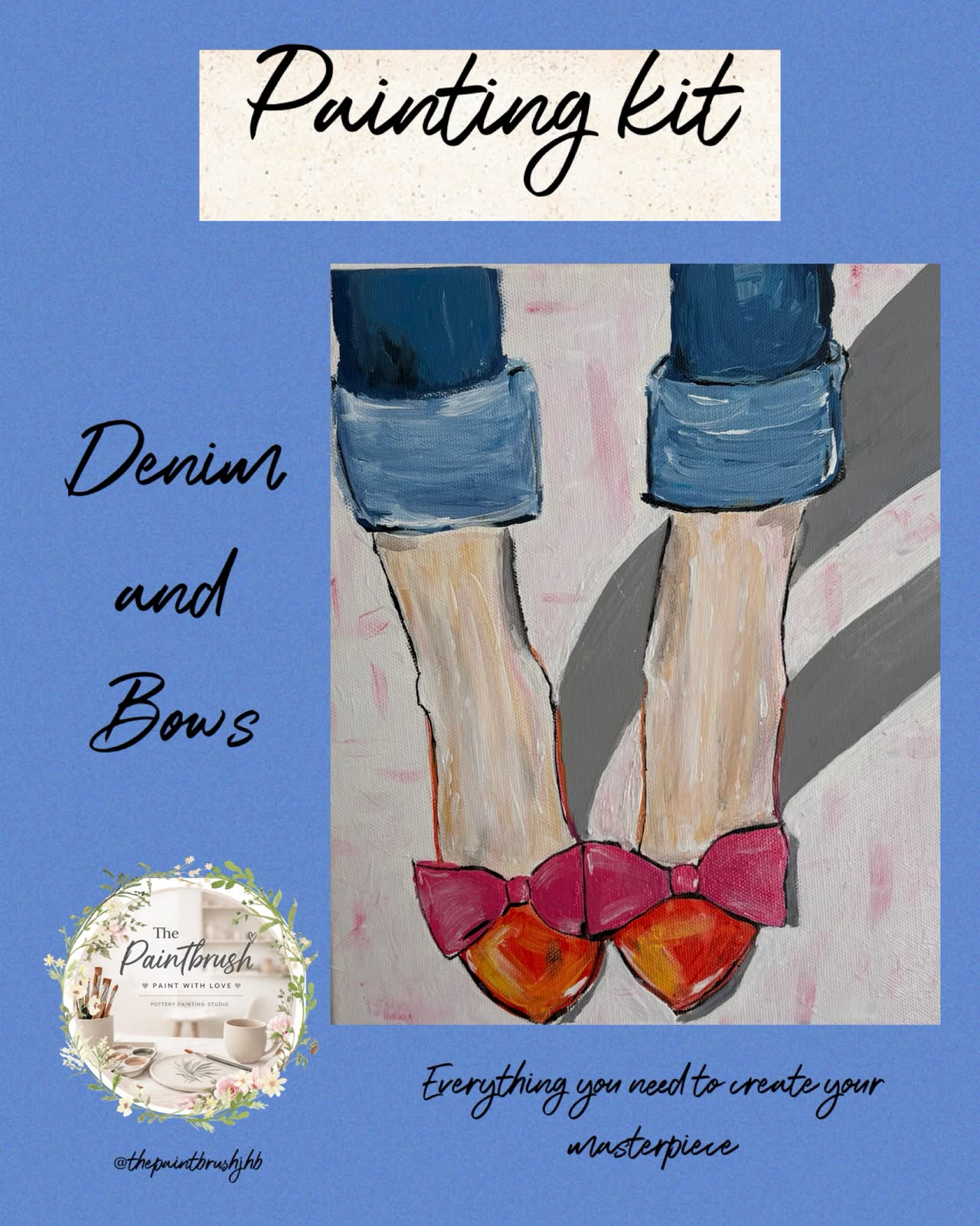Denim and Bows painting kit — feet in bow shoes