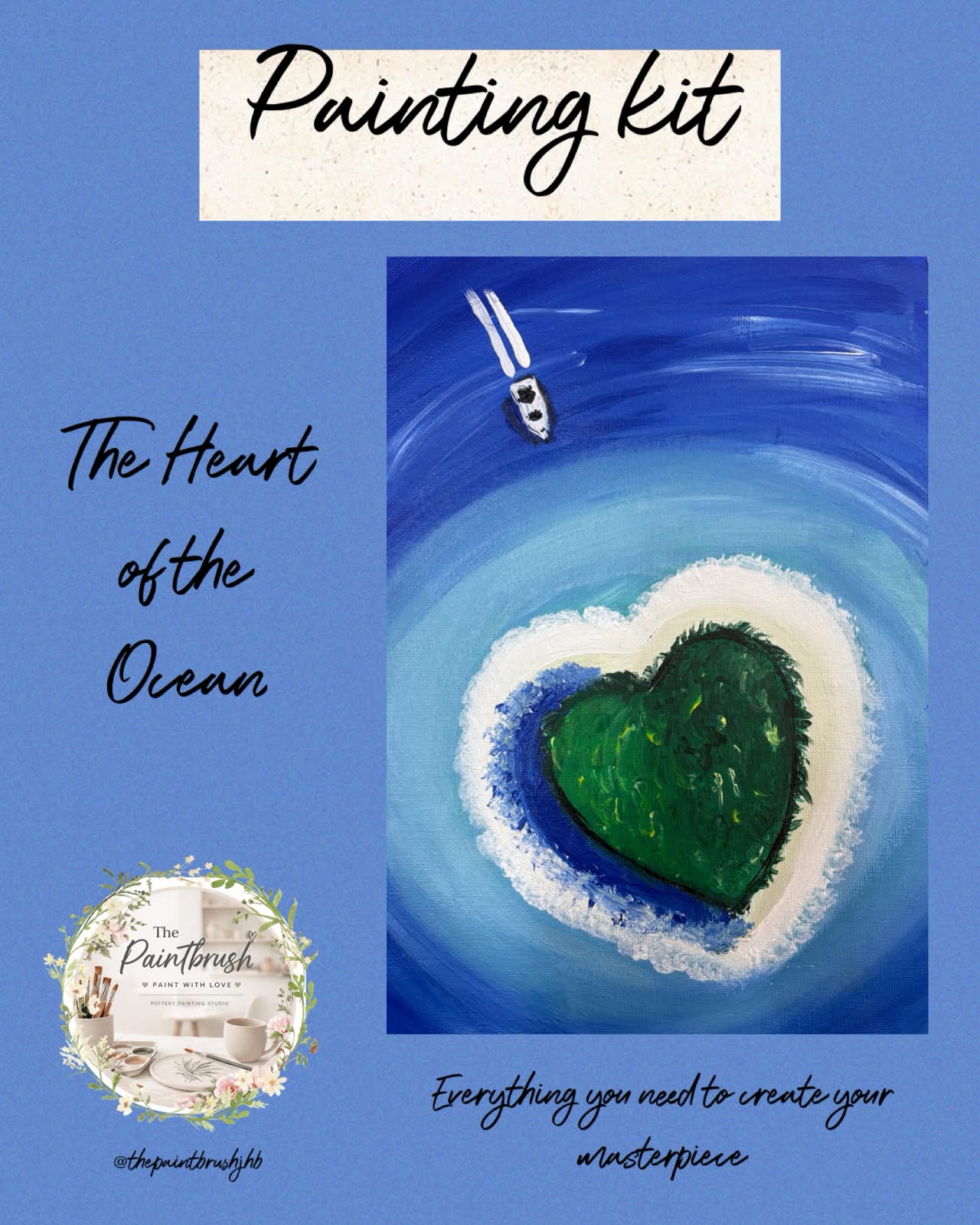 Heart of the Ocean painting kit — heart shaped island with boat