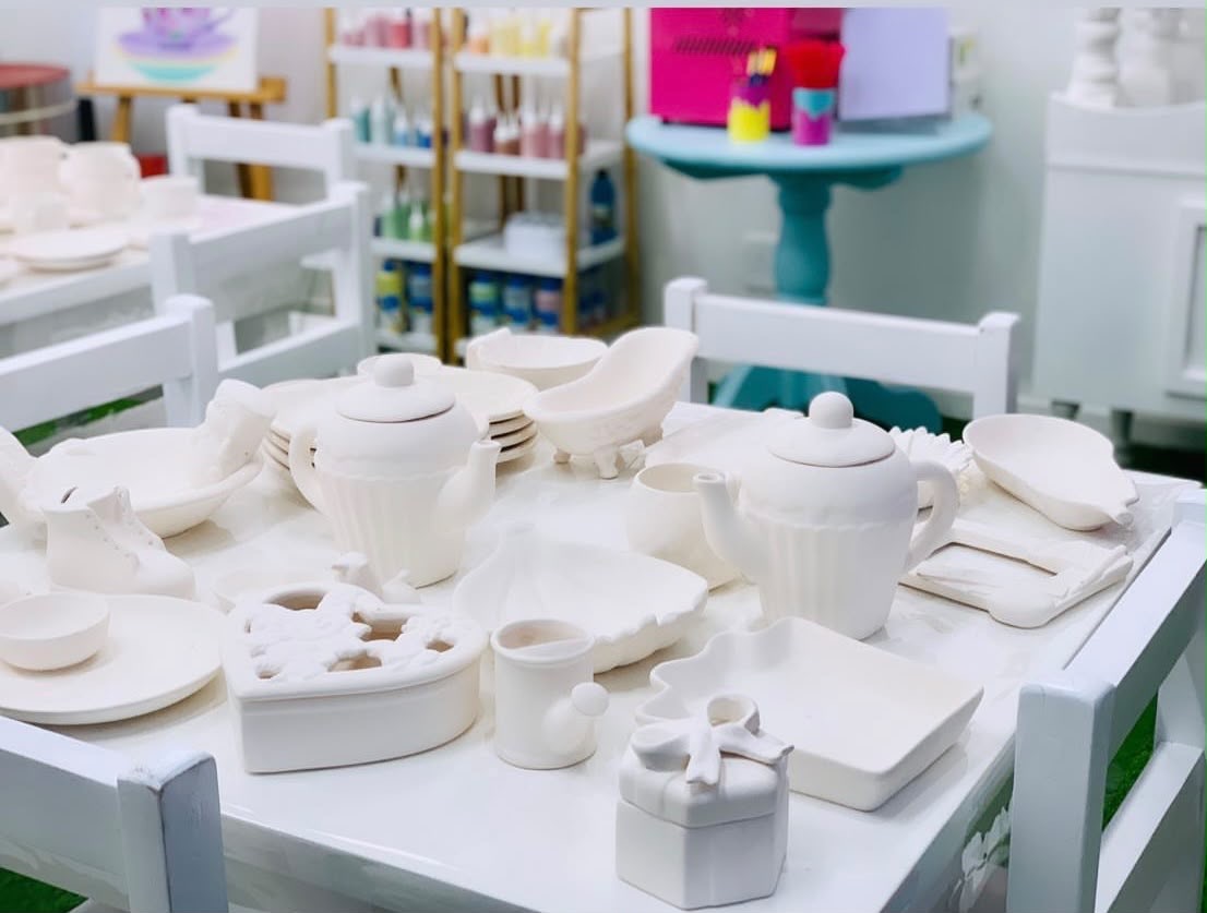 Bisque ceramic pieces ready to paint