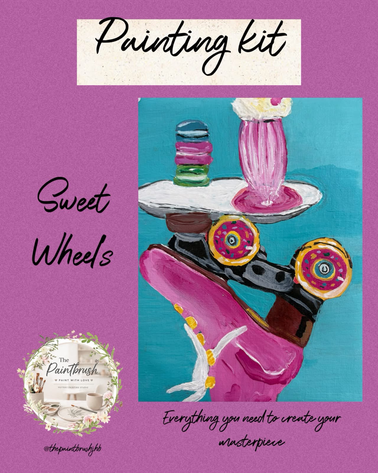 Sweet Wheels painting kit — roller skate with milkshake and donuts