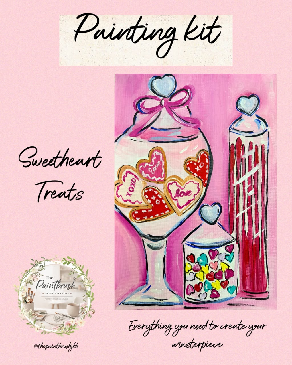 Sweetheart Treats painting kit — candy jars with heart sweets