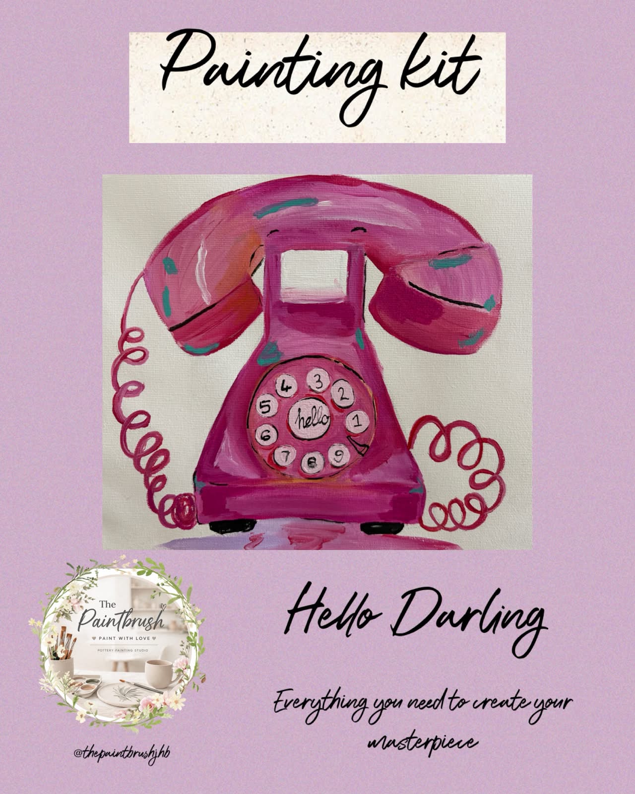 Hello Darling painting kit — pink retro telephone