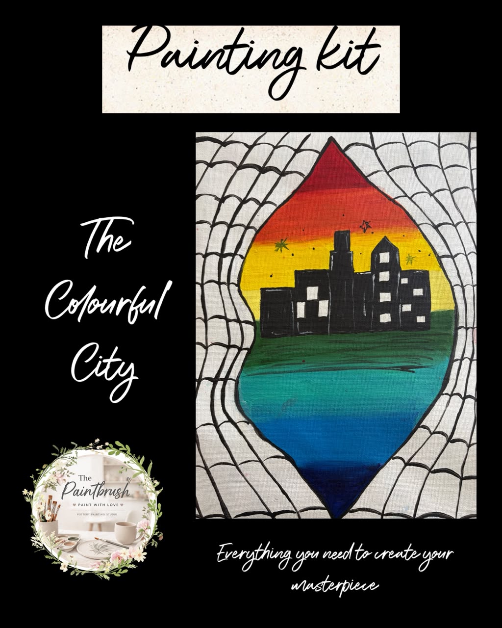 Colourful City painting kit — rainbow cityscape